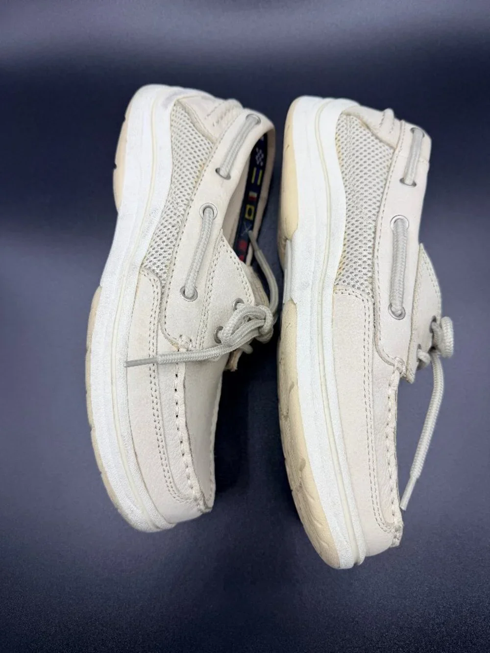 Earth Shoe Cream Leather Boat Shoes Men's Size 8